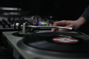 DJ Mixing Vinyl Records